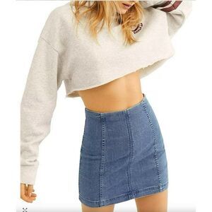 Free people mini denim jean skirt stretchy